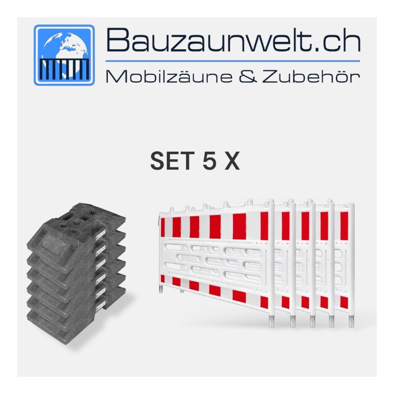 5er Schrankenzaun Set Schweiz - Absturzsicherung | Bauzaunwelt