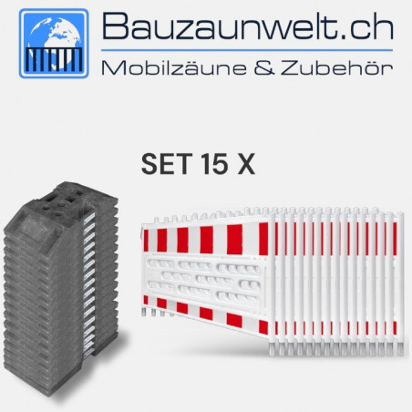 15er Schrankenzaun Set Schweiz - 32m Absturzsicherung | Bauzaunwelt