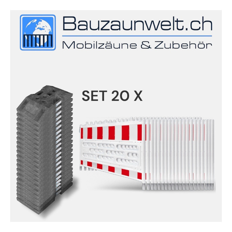 20er Schrankenzaun Set Schweiz - 43m Absturzsicherung | Bauzaunwelt