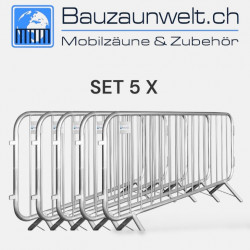 5er Set Absperrgitter - Mannheimer Gitter Economy 2,30 m - 10 kg - verzinkt