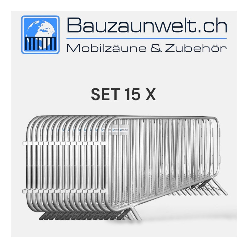 15er Absperrgitter Set Schweiz - 34m Mannheimer Gitter | Bauzaunwelt