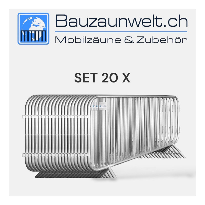 20er Absperrgitter Set Schweiz - 46m Mannheimer Gitter | Bauzaunwelt