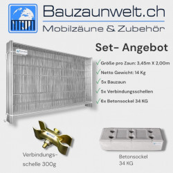 5er Set 14 Kg Bauzaun EUTOP Exklusiv - mit Betonsockel | Bauzaunwelt - Offer