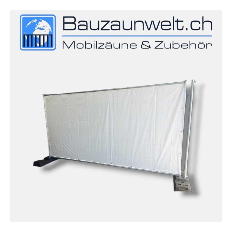 Bauzaunplane weiss - Sichtschutz für Mobilzaun | Bauzaunwelt