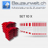 10er Set Schrankenzaun ink. K1 Fussplatte Rot