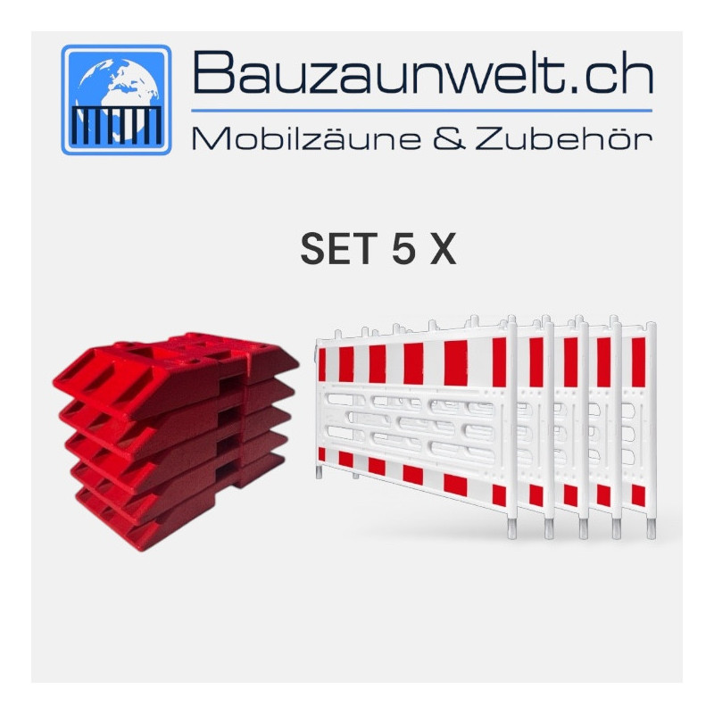 5er Schrankenzaun Set Schweiz - Absturzsicherung | Bauzaunwelt