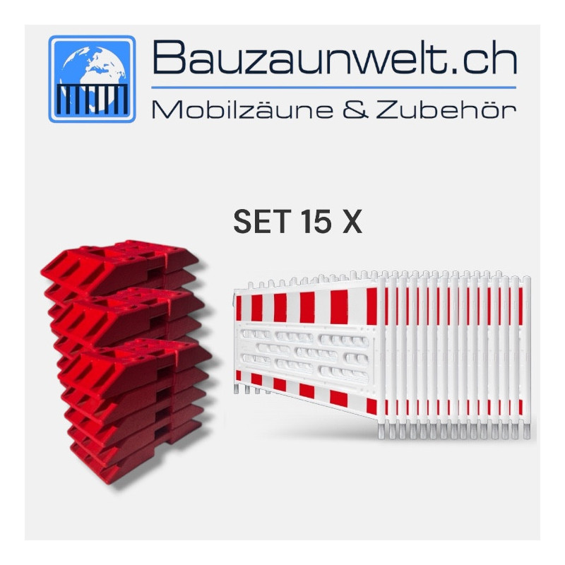 15er Schrankenzaun Set Schweiz - Absturtzsicherung | Bauzaunwelt