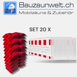 20er Set Schrankenzaun inkl. K1 Fussplatte Rot
