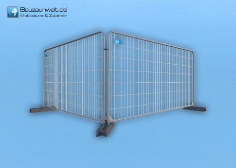 Bauzaun 10er Set 15,5 kg mit Rundrahmen - Betonfuß und Verbinder
